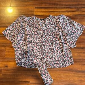 1. State Black and Pink Floral Blouse